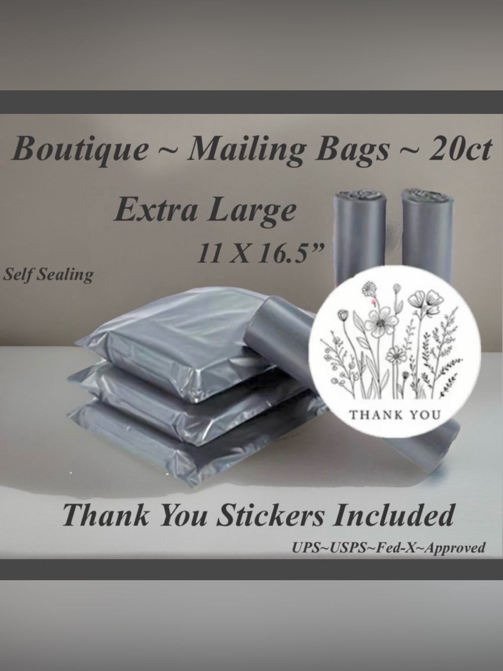 Ex. Large Poly Mailing BagsW/Thank You Stickers 20ct Bags & 20ct Stickers 〰️🆕〰️